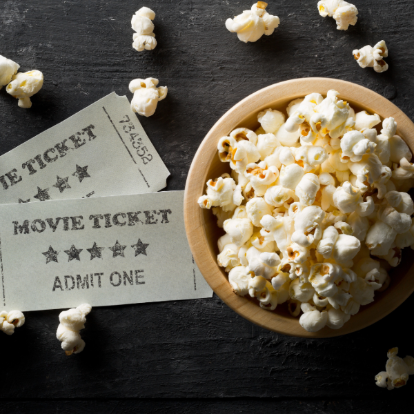 Movie night - popcorn and movie ticket