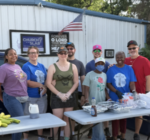 pancake + sausage breakfast volunteers